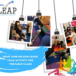 Dean Jane Wilson Leads Yoga Activity for the iLEAP Class
