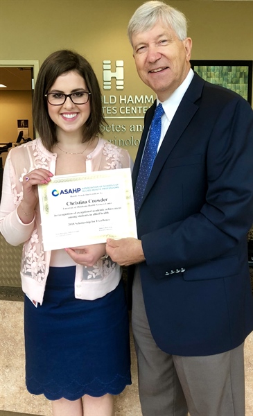 Christina Crowder, RDN, LD, MS student: Association of Schools of Allied Health Professions Scholarship of Excellence